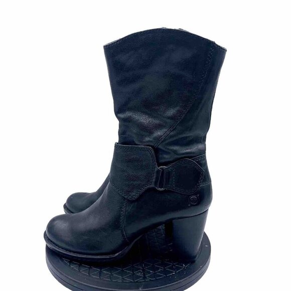 BORN soft leather mid-calf black boots Women’s Size 7 - Picture 1 of 9